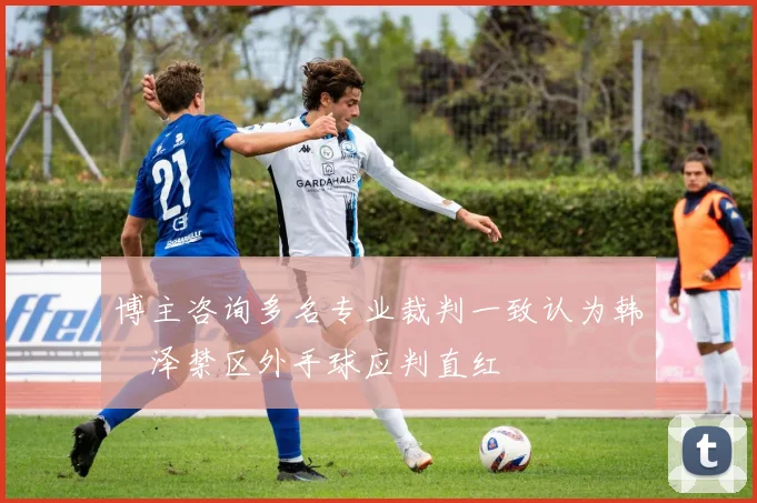 博主咨询多名专业裁判一致认为韩镕泽禁区外手球应判直红